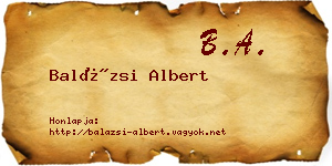Balázsi Albert névjegykártya